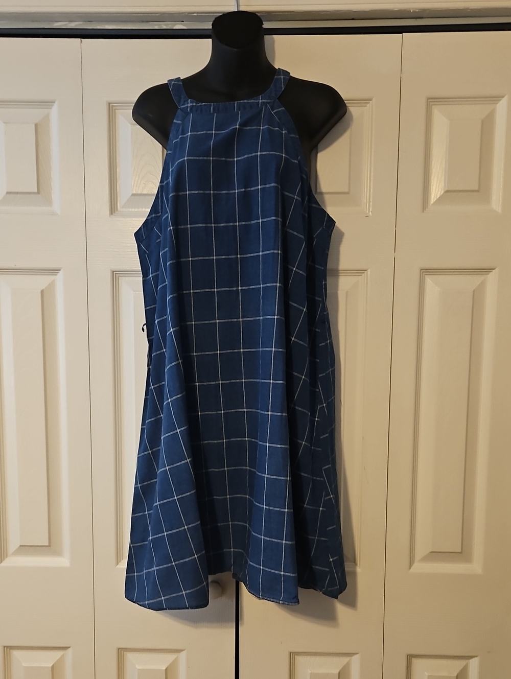 a new day Blue Windowpane Swing Dress